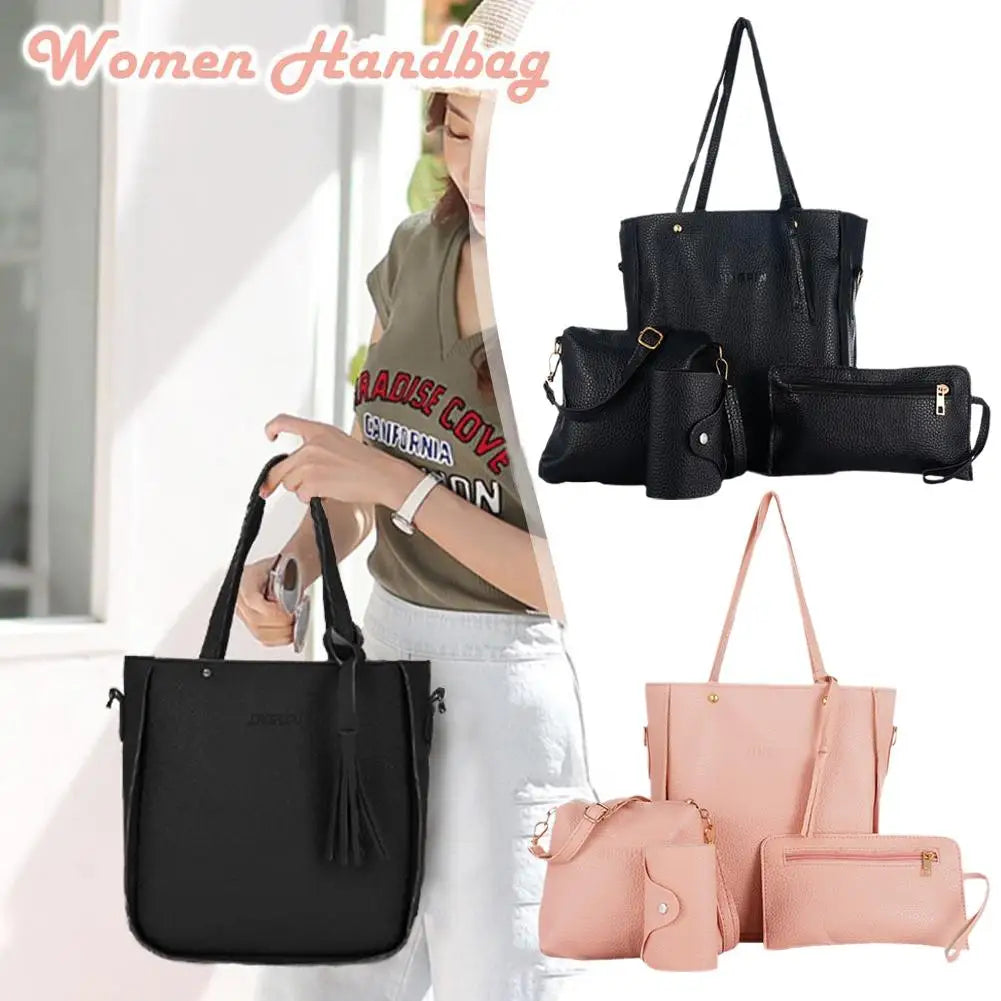 4Pcs Women Bag Set Handbag,Crossbody Bag,Storage Bag,European Fashion Large Capacity Casual Shoulder Bag Holiday Gift