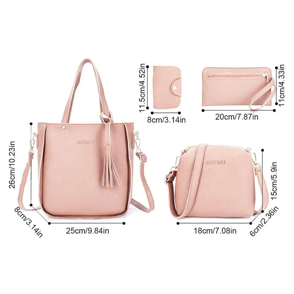 4Pcs Women Bag Set Handbag,Crossbody Bag,Storage Bag,European Fashion Large Capacity Casual Shoulder Bag Holiday Gift