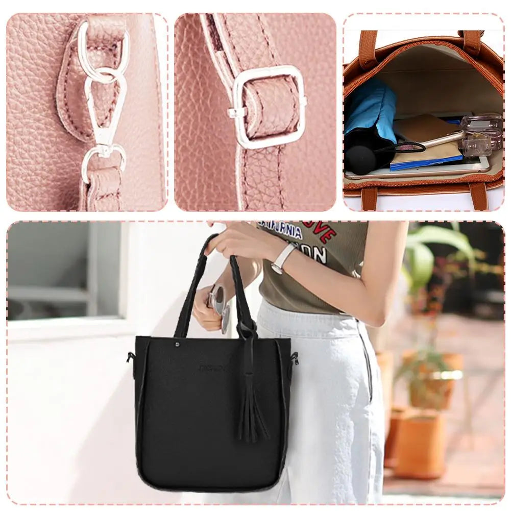4Pcs Women Bag Set Handbag,Crossbody Bag,Storage Bag,European Fashion Large Capacity Casual Shoulder Bag Holiday Gift
