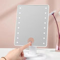 Square Vanity Lighted Makeup Mirror with Adjustable LED Lights and Organizer Stand for Cosmetic, Bedroom and Bathroom